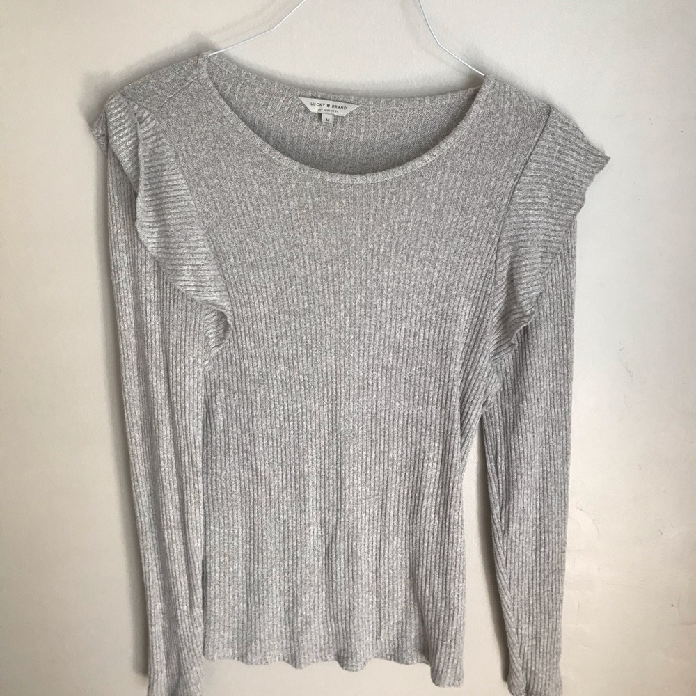 Ruffle Shoulder Long Sleeve Shirt